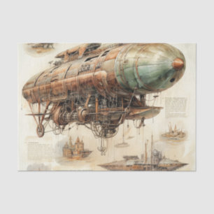 Vintage Steampunk Zeppelin (4) Tissue Paper