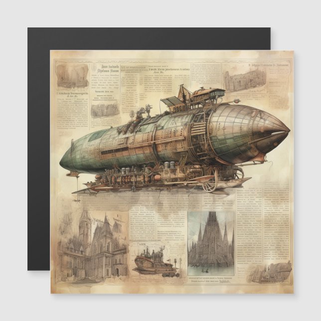 Vintage Steampunk Zeppelin (5) (Front/Back)