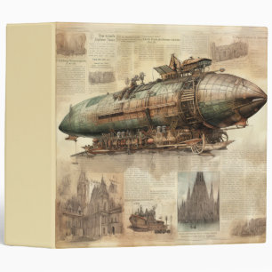 Vintage Steampunk Zeppelin (5) Binder