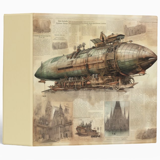 Vintage Steampunk Zeppelin (5) Binder (Front/Spine)