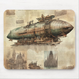 Vintage Steampunk Zeppelin (5) Mouse Pad