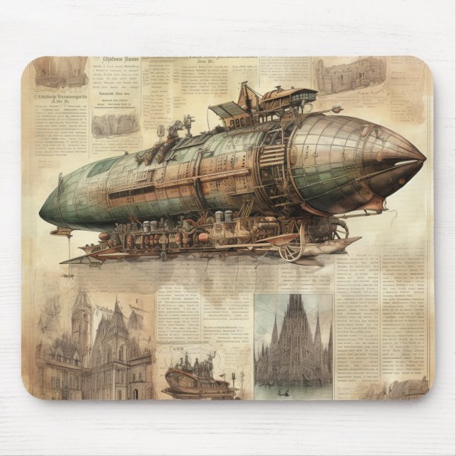 Vintage Steampunk Zeppelin (5) Mouse Pad (Front)
