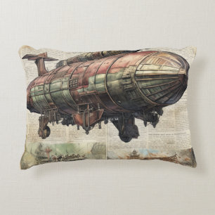 Vintage Steampunk Zeppelin (6) Accent Pillow