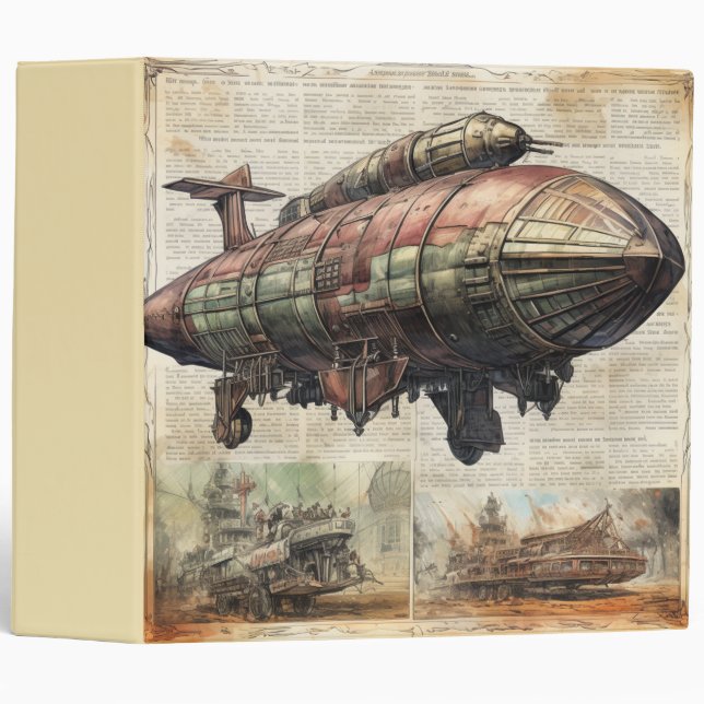 Vintage Steampunk Zeppelin (6) Binder (Front/Spine)