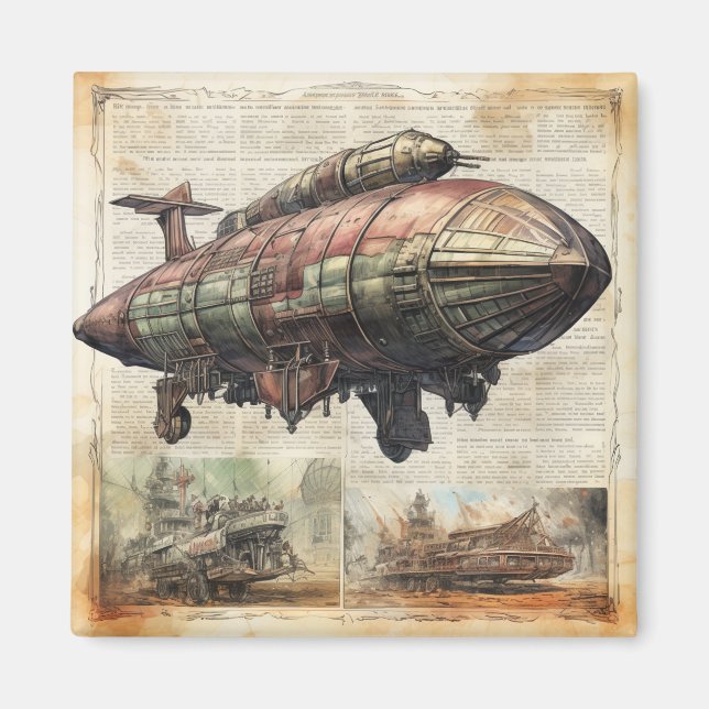 Vintage Steampunk Zeppelin (6) Magnet (Front)