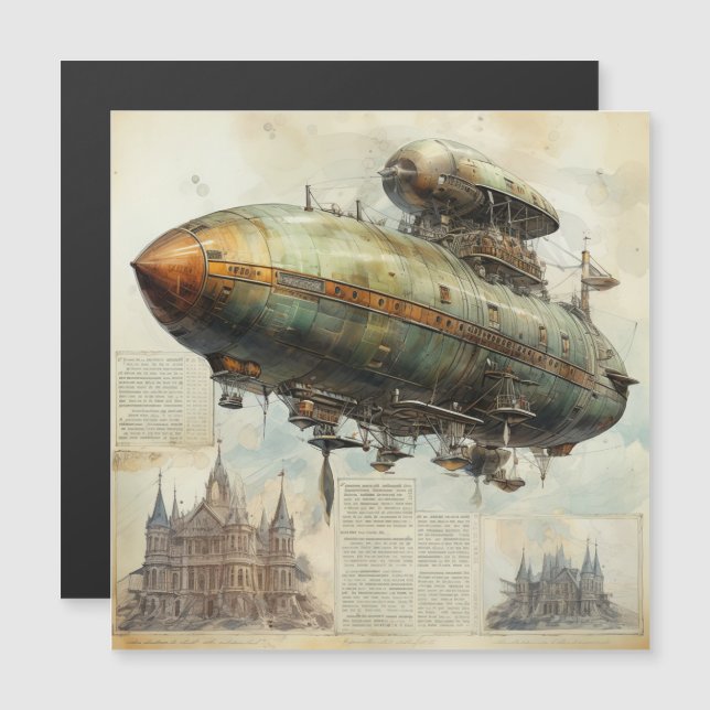 Vintage Steampunk Zeppelin (7) (Front/Back)