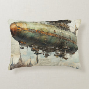 Vintage Steampunk Zeppelin (7) Tissue Paper Accent Pillow
