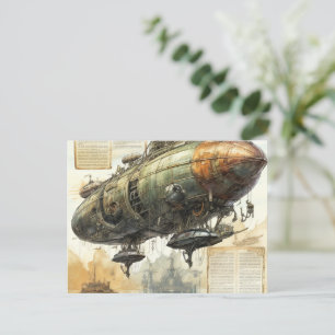 Vintage Steampunk Zeppelin (8) Postcard