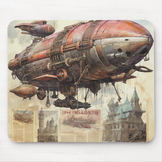 Vintage Steampunk Zeppelin (9) Mouse Pad (Front)