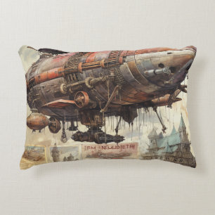 Vintage Steampunk Zeppelin (9) Tissue Paper Accent Pillow