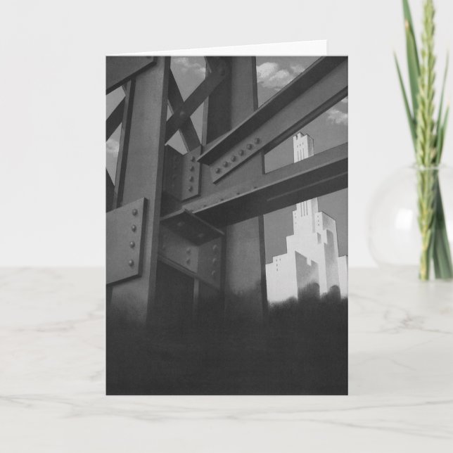 Vintage Steel Construction Skyscraper Architecture Card (Front)