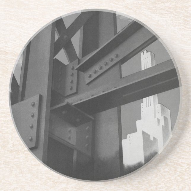 Vintage Steel Construction Skyscraper Architecture Coaster (Front)