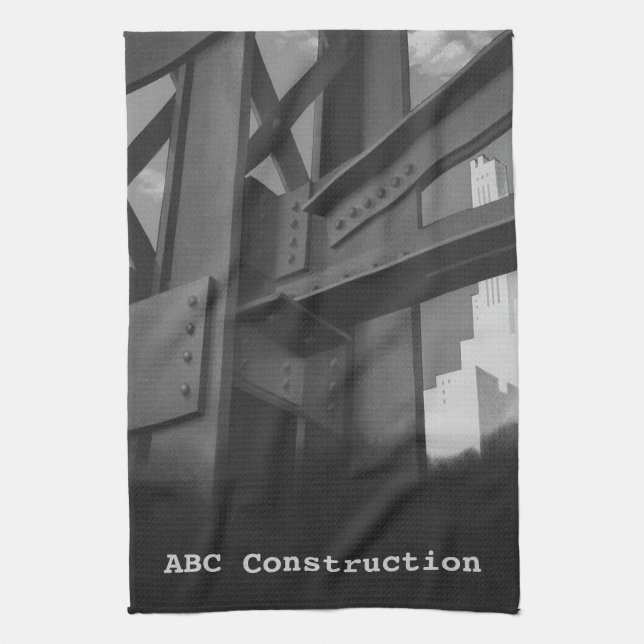 Vintage Steel Construction Skyscraper Architecture Kitchen Towel (Vertical)