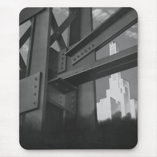 Vintage Steel Construction Skyscraper Architecture Mouse Pad (Front)