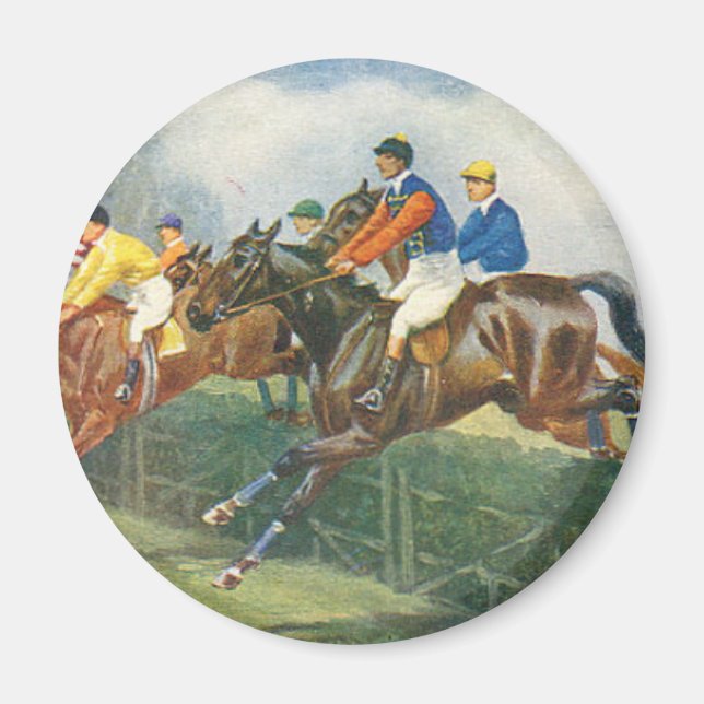 Vintage Steeple Chase Horses 2 Magnet (Front)