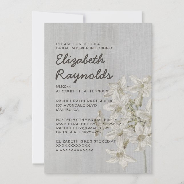 Vintage Stephanotis Bridal Shower Invitations (Front)