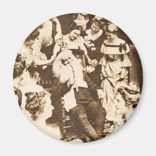 Vintage Stereoview - Santa and the Ladies Magnet