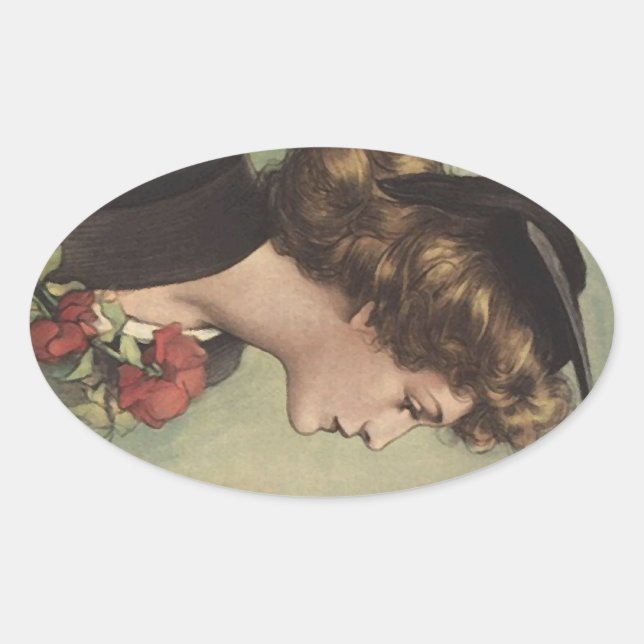 Vintage Sticker Graduation Cap Gown Womans Profile (Front)