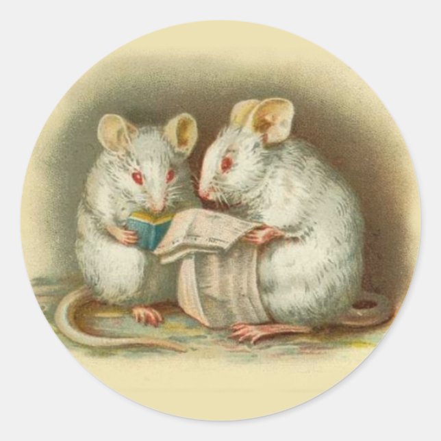 Vintage Stickers, Mice Classic Round Sticker (Front)