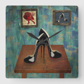 Vintage Stiletto Painting - Digital Art Square Wall Clock