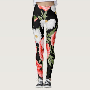 Vintage Still Life Floral Glass Vase Leggings