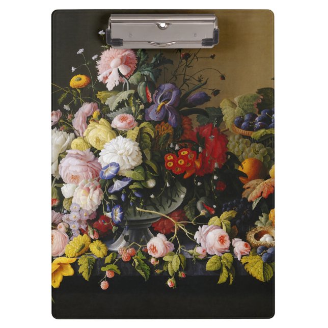 Vintage Still Life Flowers and Fruits Clipboard (Front)