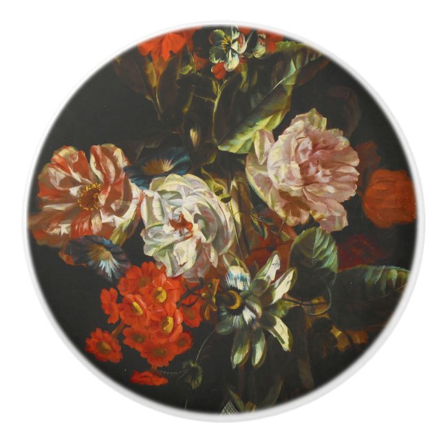 Vintage Still Life with Flowers Ceramic Knob (Front)