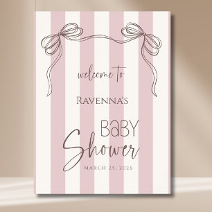 Vintage Stirpes Blush Bow Baby Shower Welcome Poster