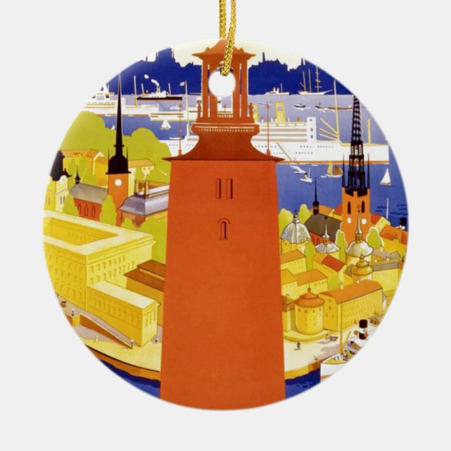Vintage Stockholm Sweden Ceramic Ornament (Front)