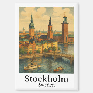 Vintage Stockholm Sweden Nordic Travel Magnet