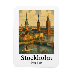 Vintage Stockholm Sweden Nordic Travel Magnet