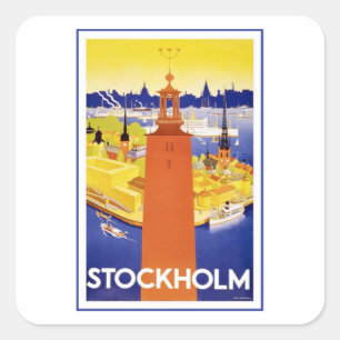 Vintage Stockholm Sweden Square Sticker