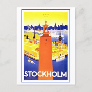 Vintage Stockholm Travel Poster Postcard