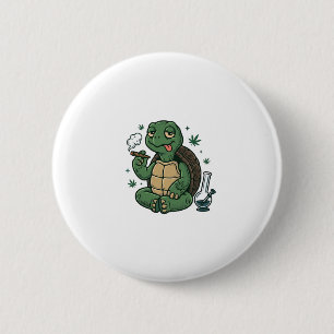 Vintage Stoner Turtle Vector Shirt Design_1 2 Inch Round Button