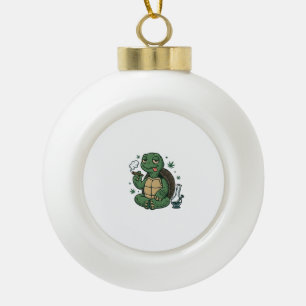 Vintage Stoner Turtle Vector Shirt Design_1 Ceramic Ball Christmas Ornament