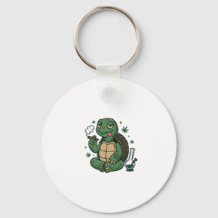 Vintage Stoner Turtle Vector Shirt Design_1 Keychain