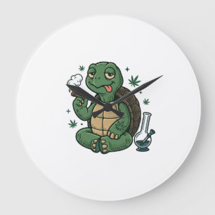 Vintage Stoner Turtle Vector Shirt Design_1 Large Clock