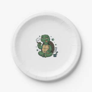 Vintage Stoner Turtle Vector Shirt Design_1 Paper Plate