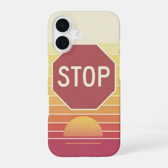 Vintage Stop Sign iPhone 16 Case (Back)