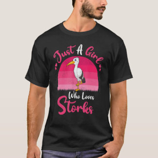 Vintage Stork Bird  Just A Girl Who Loves Storks T-Shirt