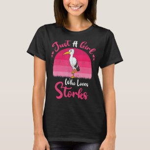 Vintage Stork Bird  Just A Girl Who Loves Storks T-Shirt
