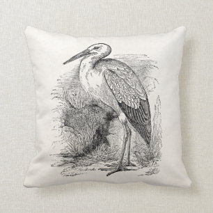 Vintage Stork Bird Personalized Storks Retro Birds Throw Pillow