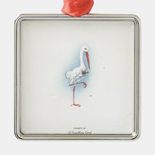 Vintage Stork Metal Ornament (Front)