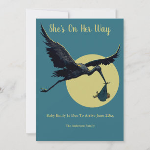 Vintage Stork Pregnancy Announcement Template