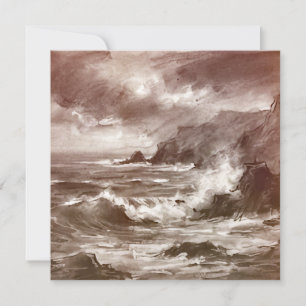 Vintage Stormy Ocean Seascape Greeting Card