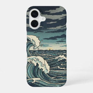 Vintage Stormy Waves iPhone 16 Case
