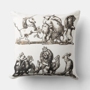 Vintage Storybook Animal Parade: Nursery Wall Art  Outdoor Pillow