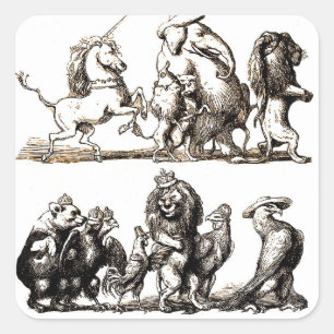 Vintage Storybook Animal Parade: Nursery Wall Art  Square Sticker