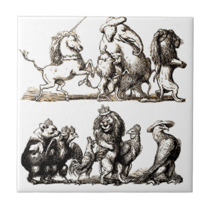 Vintage Storybook Animal Parade: Nursery Wall Art Tile
