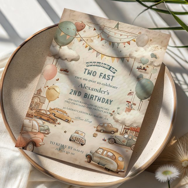 Vintage Storybook Car Two Fast Birthday Invitation (Creator Uploaded)